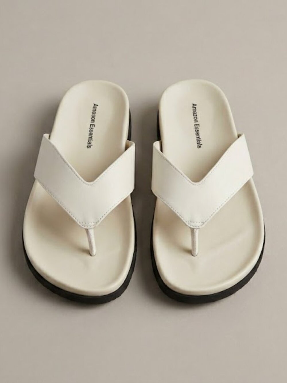 NWT Amazon Essentials Cream Vegan Leather Sandals Women's Size 9